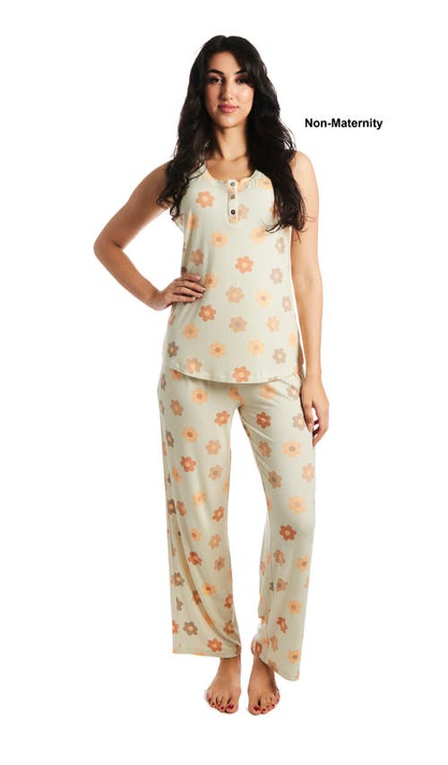 Everly Grey Women's  Joy Tank & Pants Maternity/nursing Pajama Set In Neutral