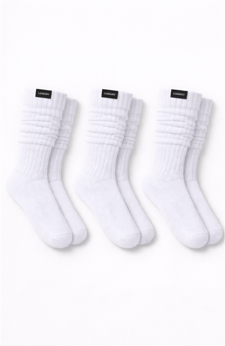 LECHERY<sup>®</sup> 3 Pairs of Scrunch Socks, Alternate, color, White