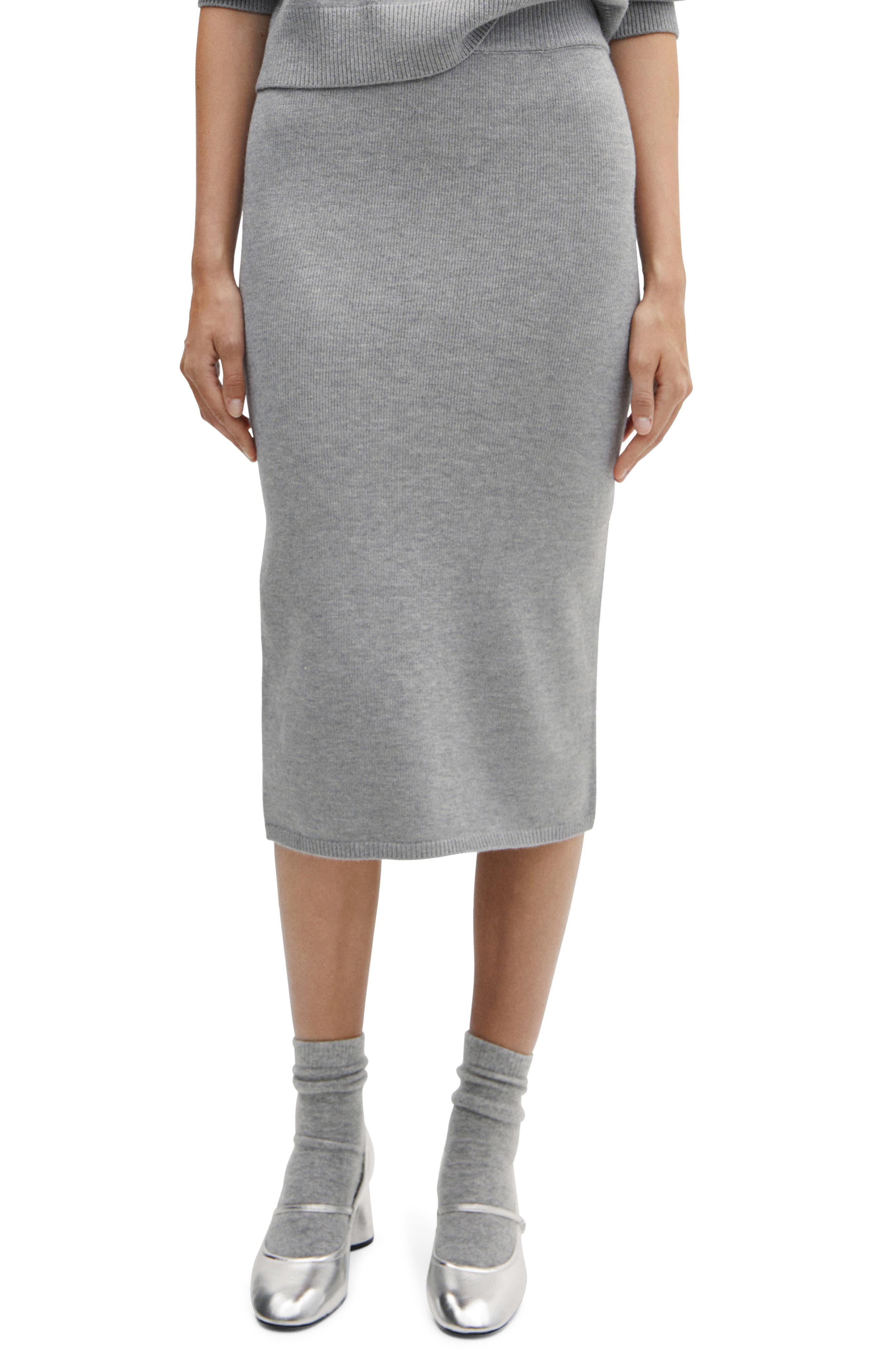 MANGO Rib Midi Sweater Skirt