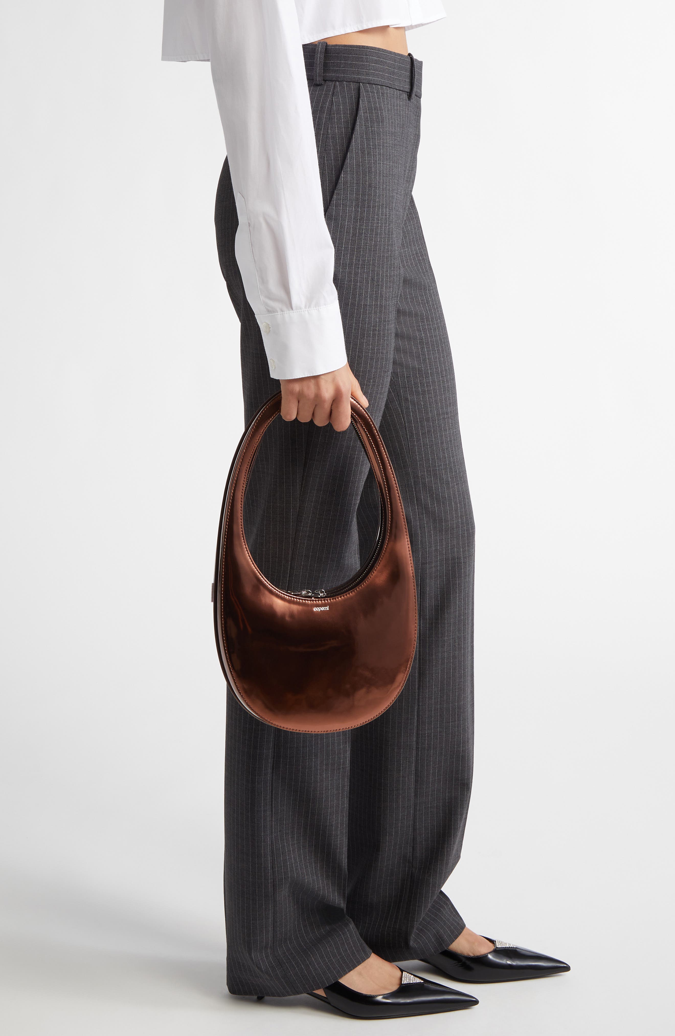 Coperni Swipe Metallic Top Handle Bag, Alternate, color, 