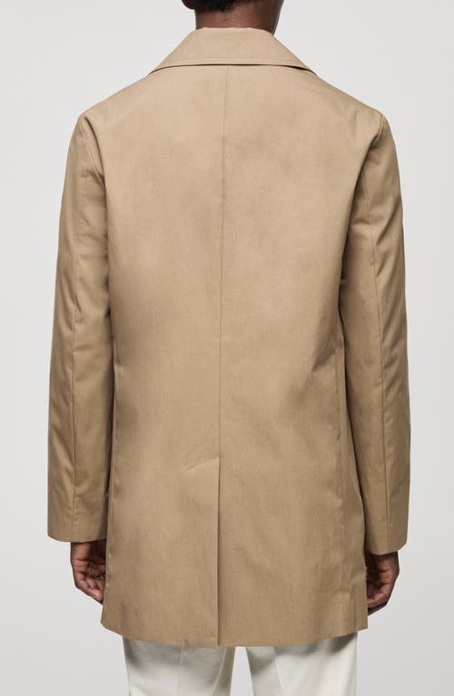 Mango Short Cotton Blend Trench Coat In Medium Brown