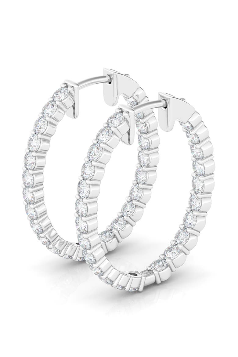 Lab Grown Diamond Inside Out Hoop Earrings, Main, color, WHITE GOLD/ DIAMOND
