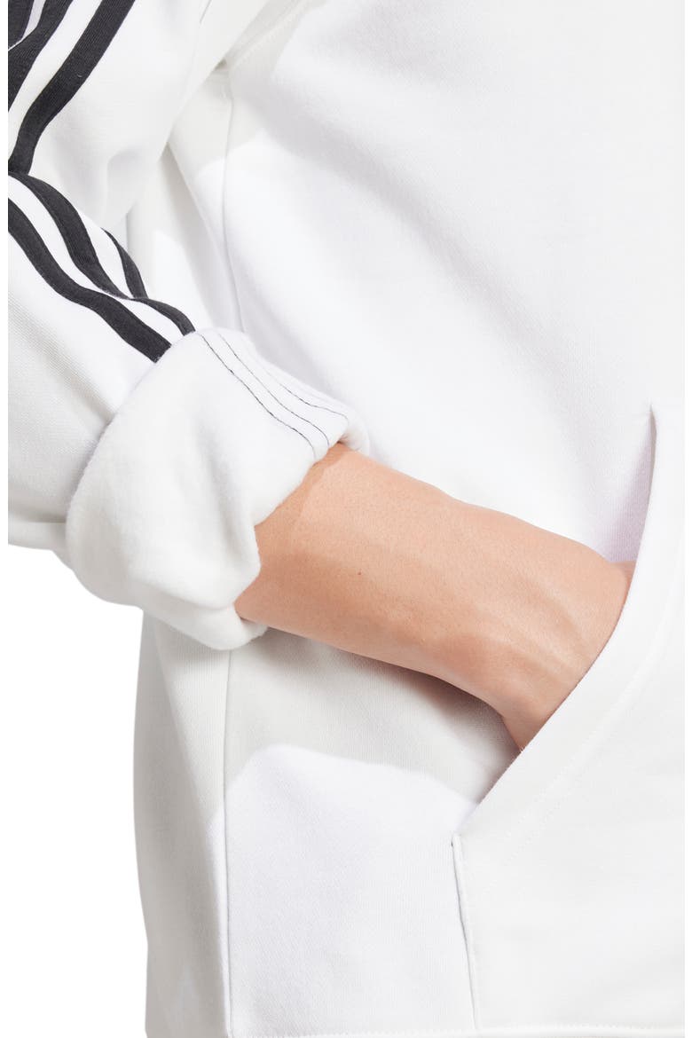 Adicolor 3-Stripes Trefoil Logo Fleece Hoodie, Alternate, color, WHITE