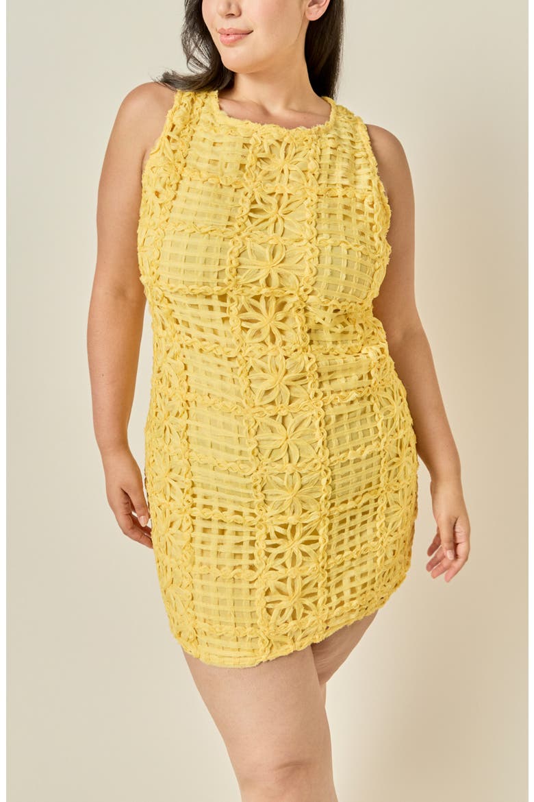 Floral Lace Minidress, Alternate, color, BUTTER