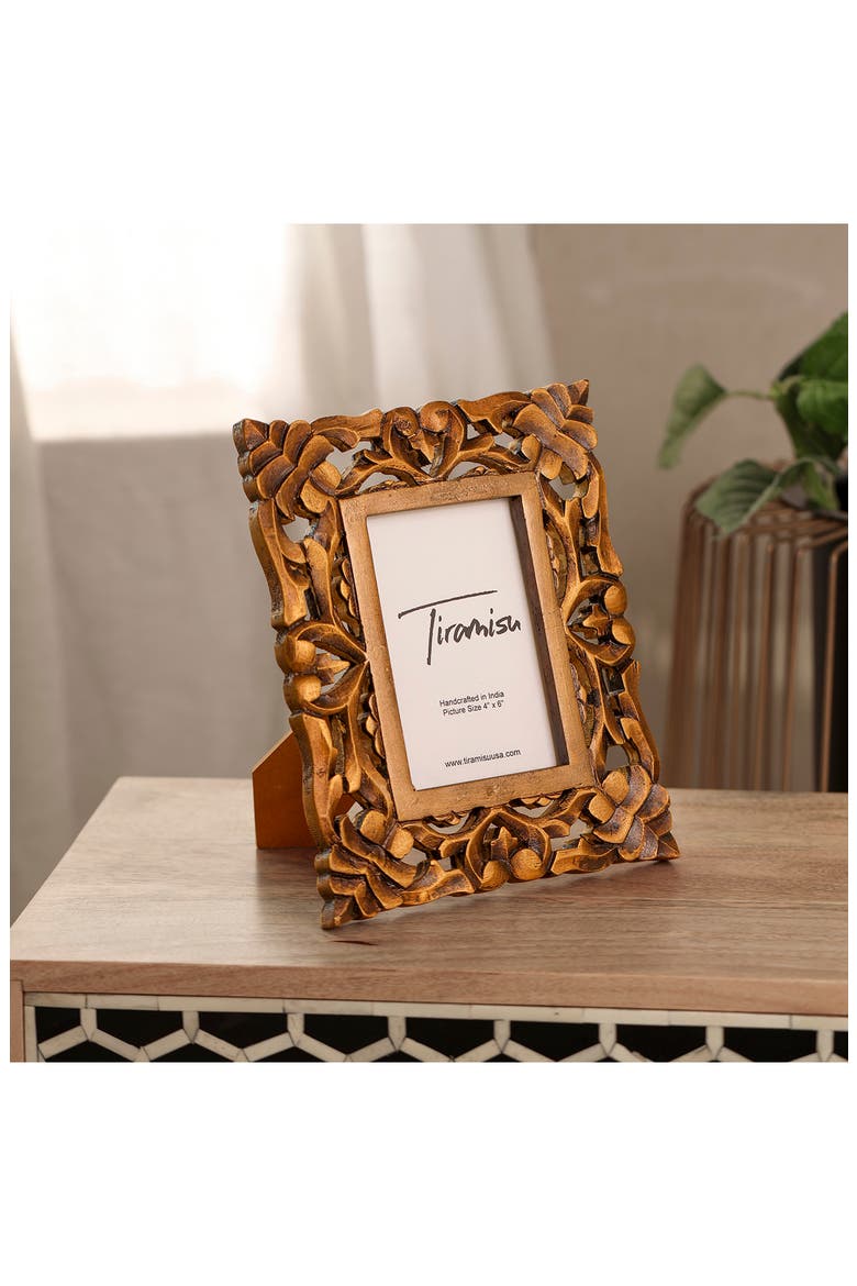 Artisanal Heritage Wood Carved Picture Frame, Alternate, color, ANTIQUE