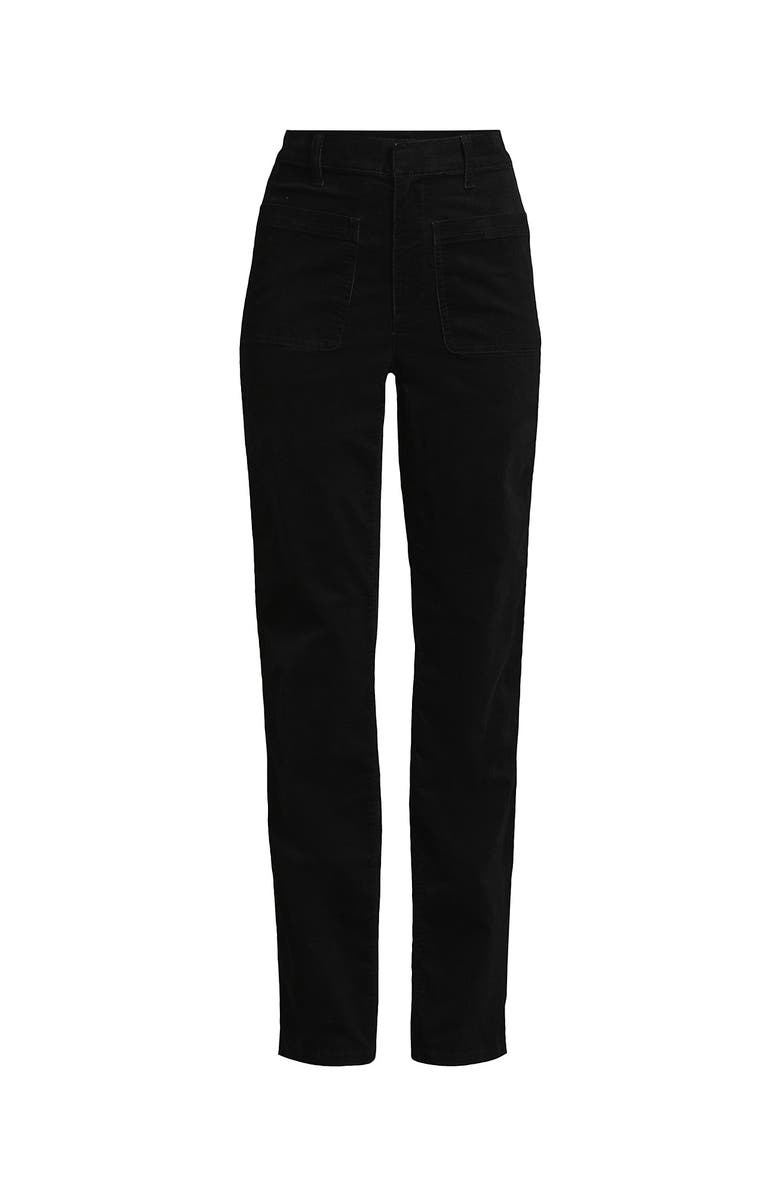 Lands' End Corduroy High Rise Rail Straight Leg Pants, Alternate, color, Black