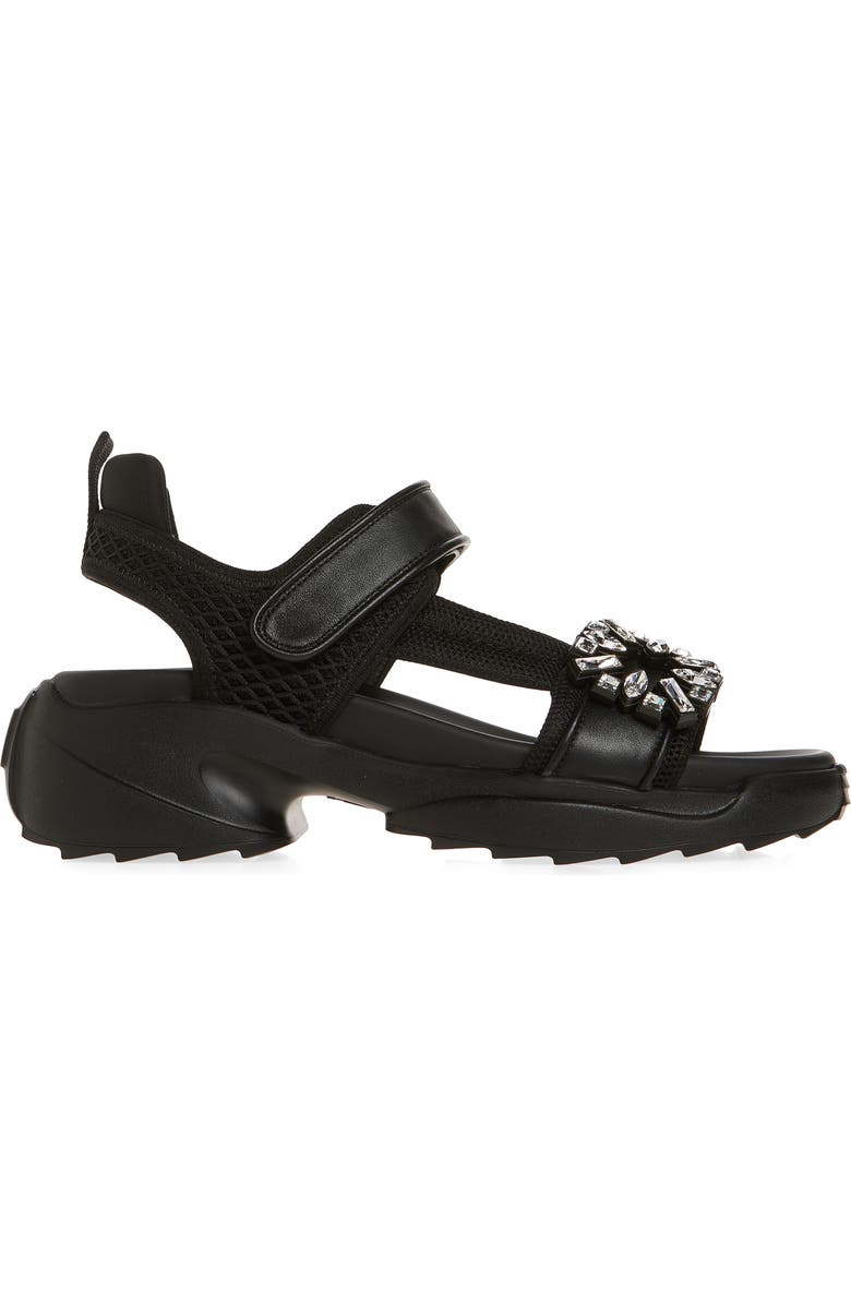 Roger Vivier Viv' on the Run Sandal, Alternate, color, Nero