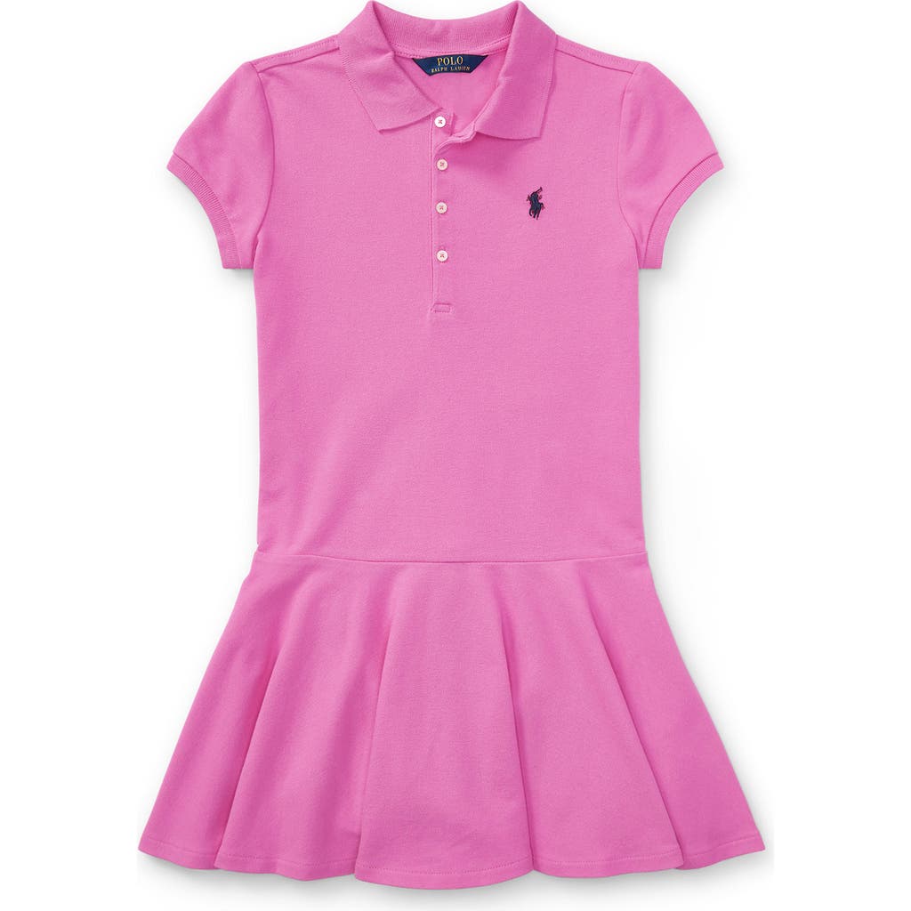 Polo Ralph Lauren Kids' Stretch Cotton Mesh Polo Dress In Pink