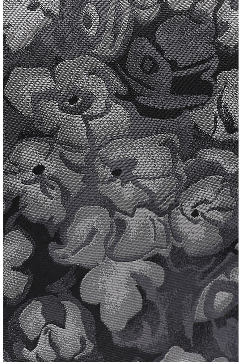 Large Floral Print Tie, Alternate, color, BLACK/ WHITE