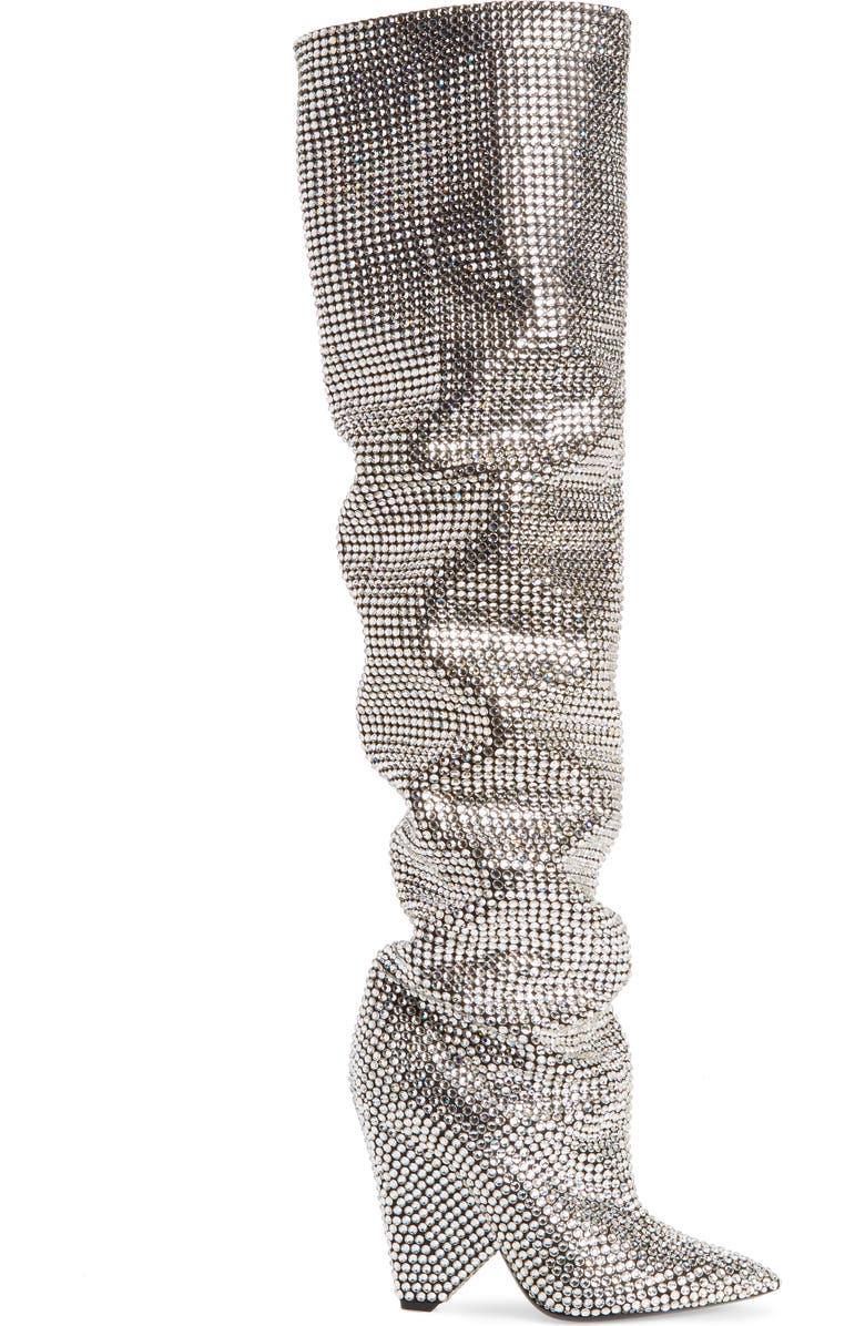 Saint Laurent Niki Crystal Embellished Boot, Alternate, color,