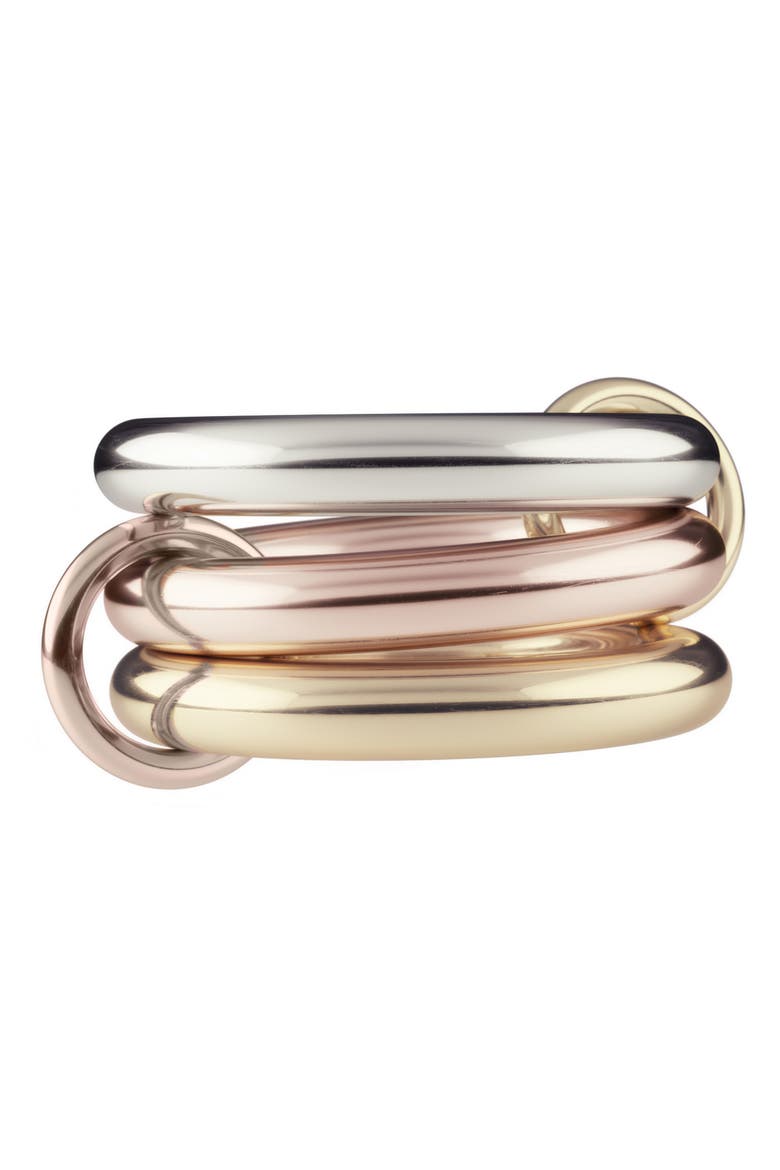 Mercury Mixed Metal Linked Ring, Main, color, SILVER/ YELLOW GOLD/ ROSE GOLD