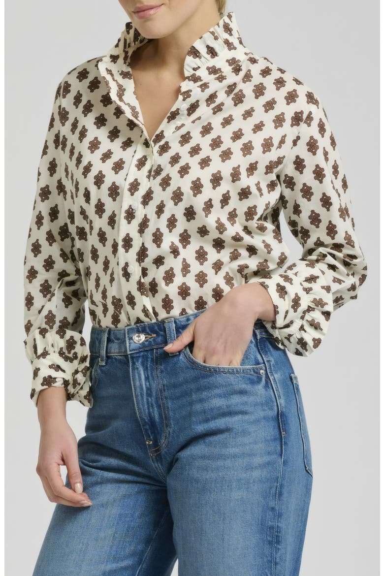 Ruffle Collar Cotton Shirt, Main, color, IVORY