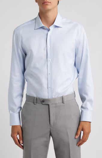 Slim Fit Structured Cotton Twill Dress Shirt