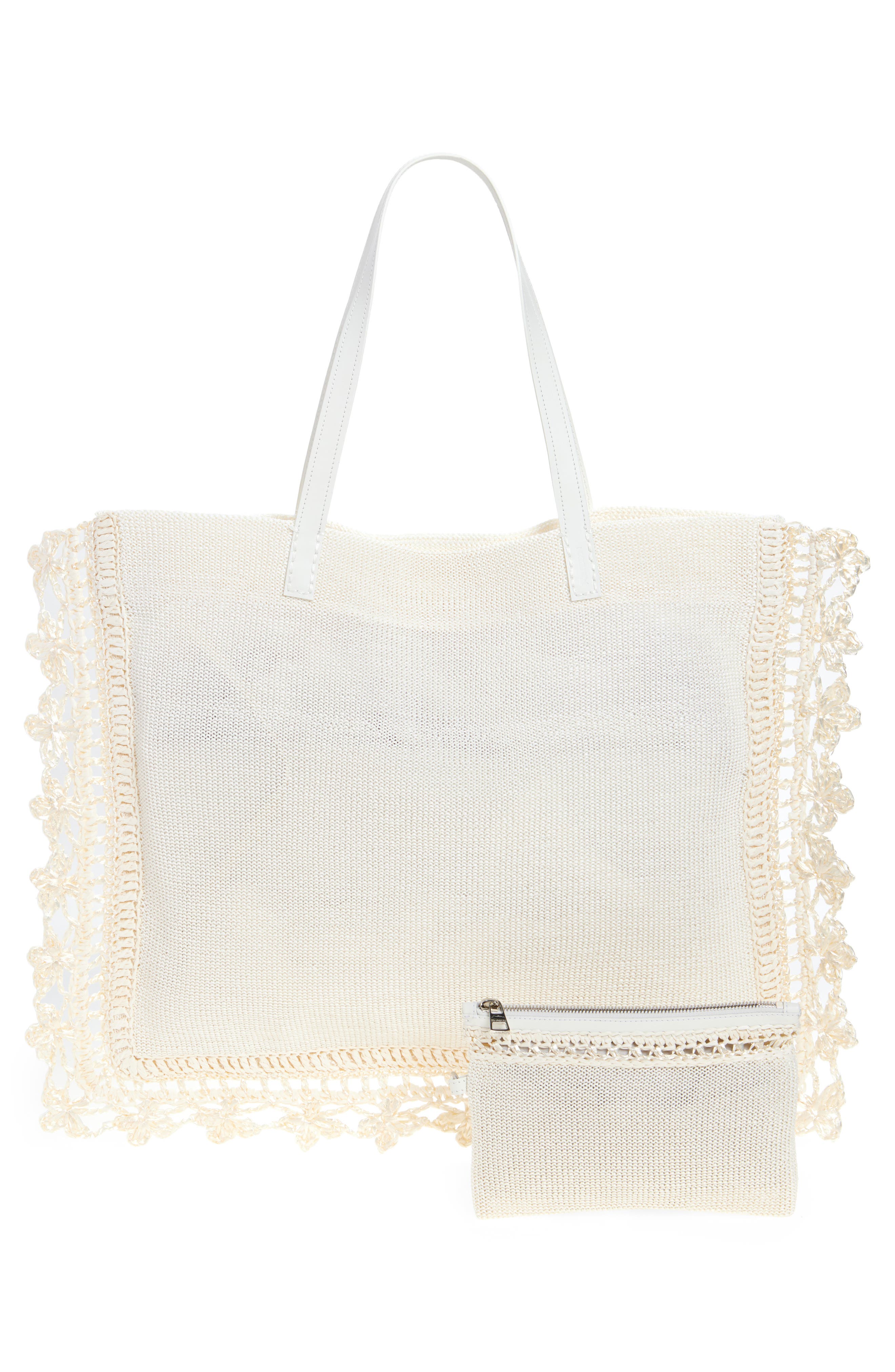 JW Anderson Crochet Trim Knit Tote Bag, Alternate, color, 
