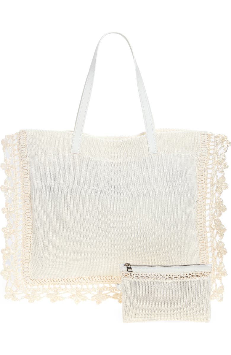 JW Anderson Crochet Trim Knit Tote Bag, Alternate, color,
