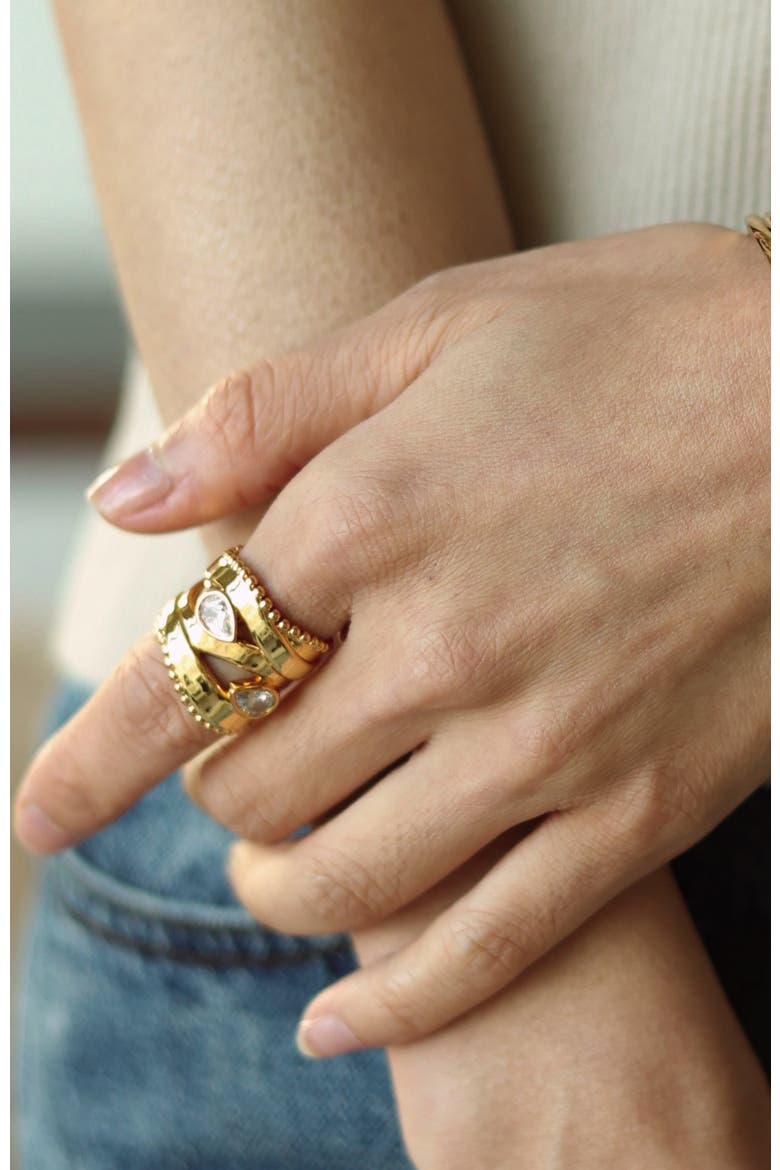 Droplets Ring, Alternate, color, Gold & Crystal Clear