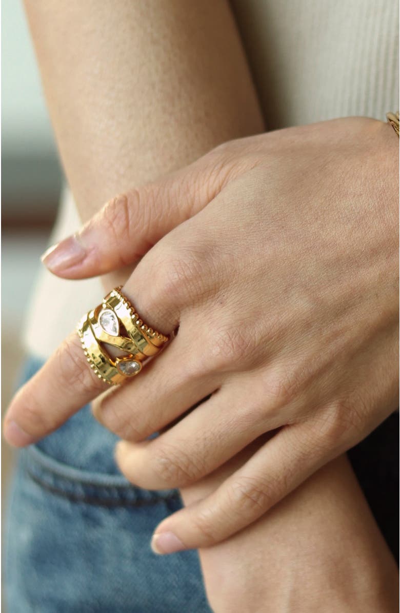 RETRO CHIC Droplets Ring, Alternate, color, Gold & Crystal Clear