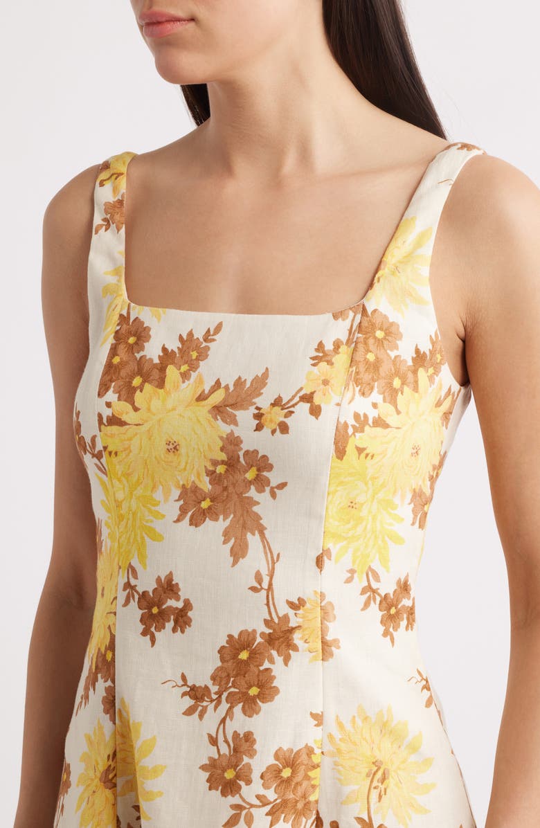 Faithfull the Brand Felice Floral Fit & Flare Linen Minidress, Alternate, color, Midsummer Floral