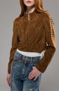 AZALEA WANG Silza Studded Faux Suede Moto Jacket