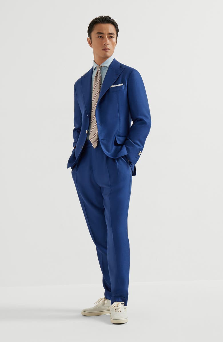 Brunello Cucinelli Cashmere and silk blazer, Alternate, color, Avio Blue