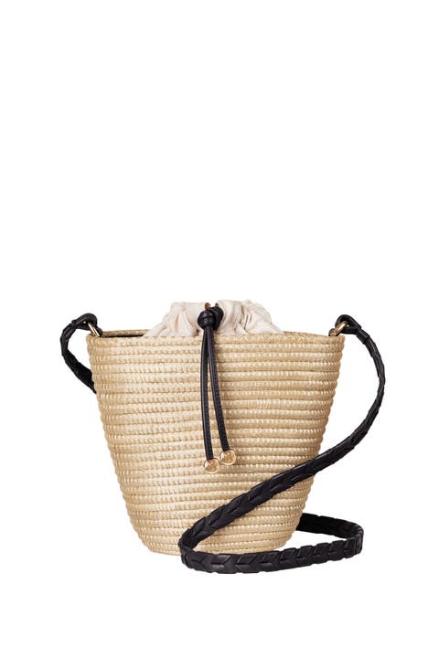 Mini Fan Whipstitch Crossbody Basket Bag