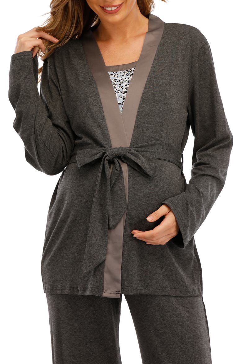 Maternity/Nursing Robe, Tank & Lounge Pants Set, Alternate, color, MULTI