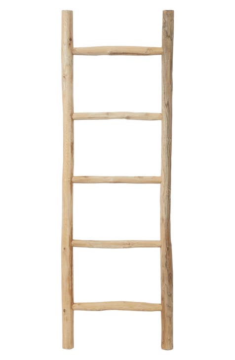 Light Brown Teakwood Handmade 5-Rack Ladder