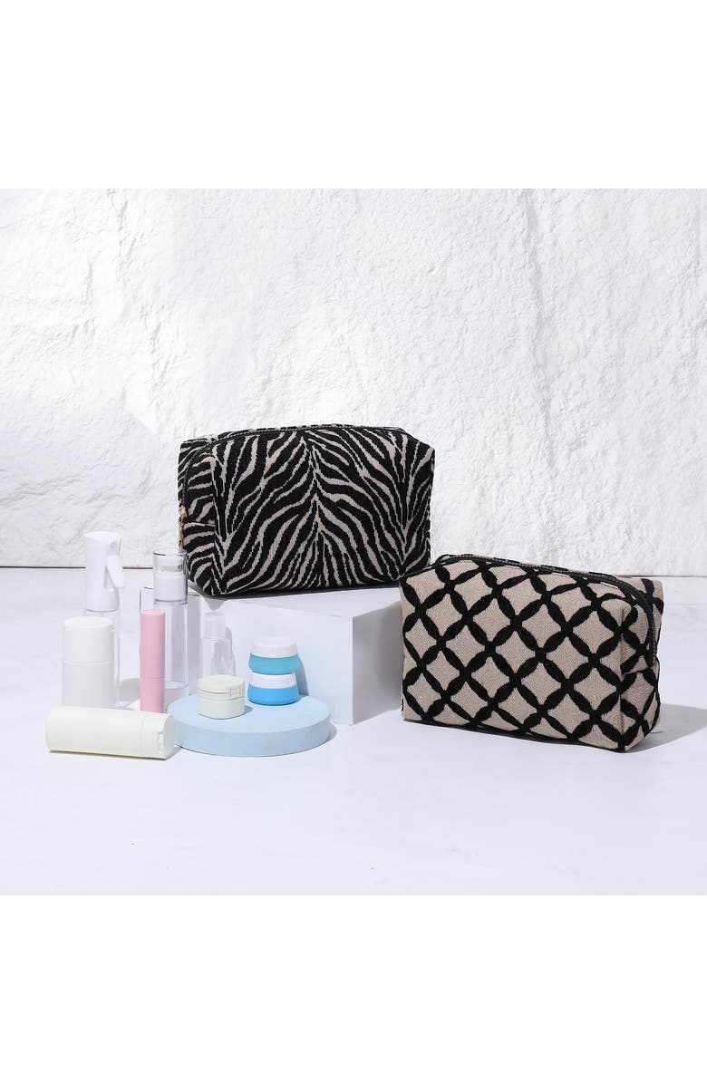 URBAN EXPRESSIONS HANDBAGS Zebrini Cosmetic & Travel Organizer Pouch, Alternate, color, Natural Black