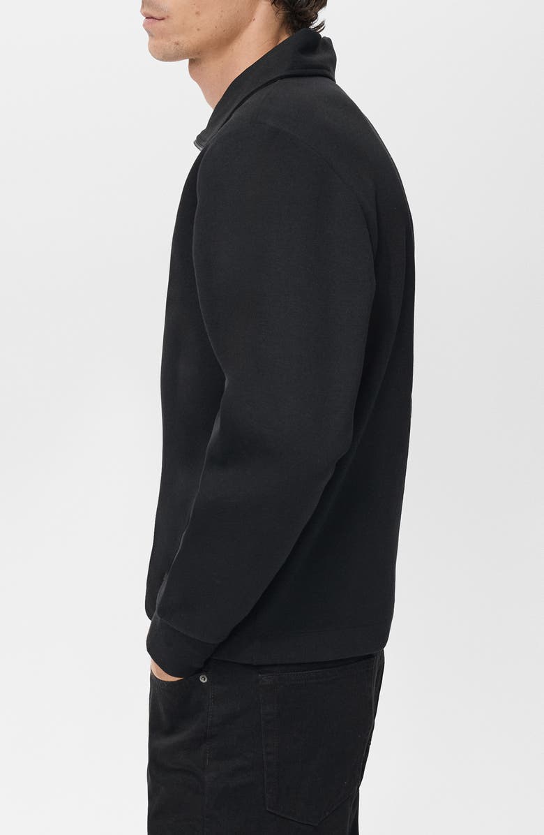MANGO Quarter Zip Cotton Sweatshirt, Alternate, color, Black