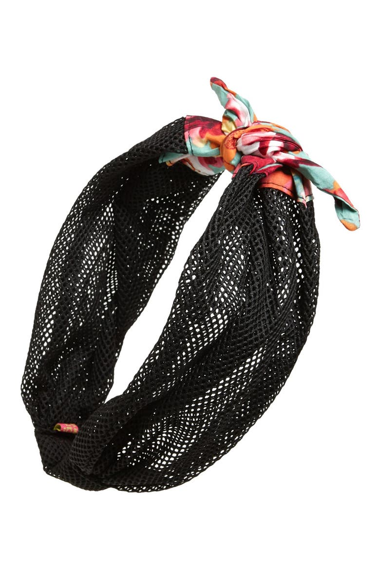 Floral Head Wrap, Main, color, BLACK
