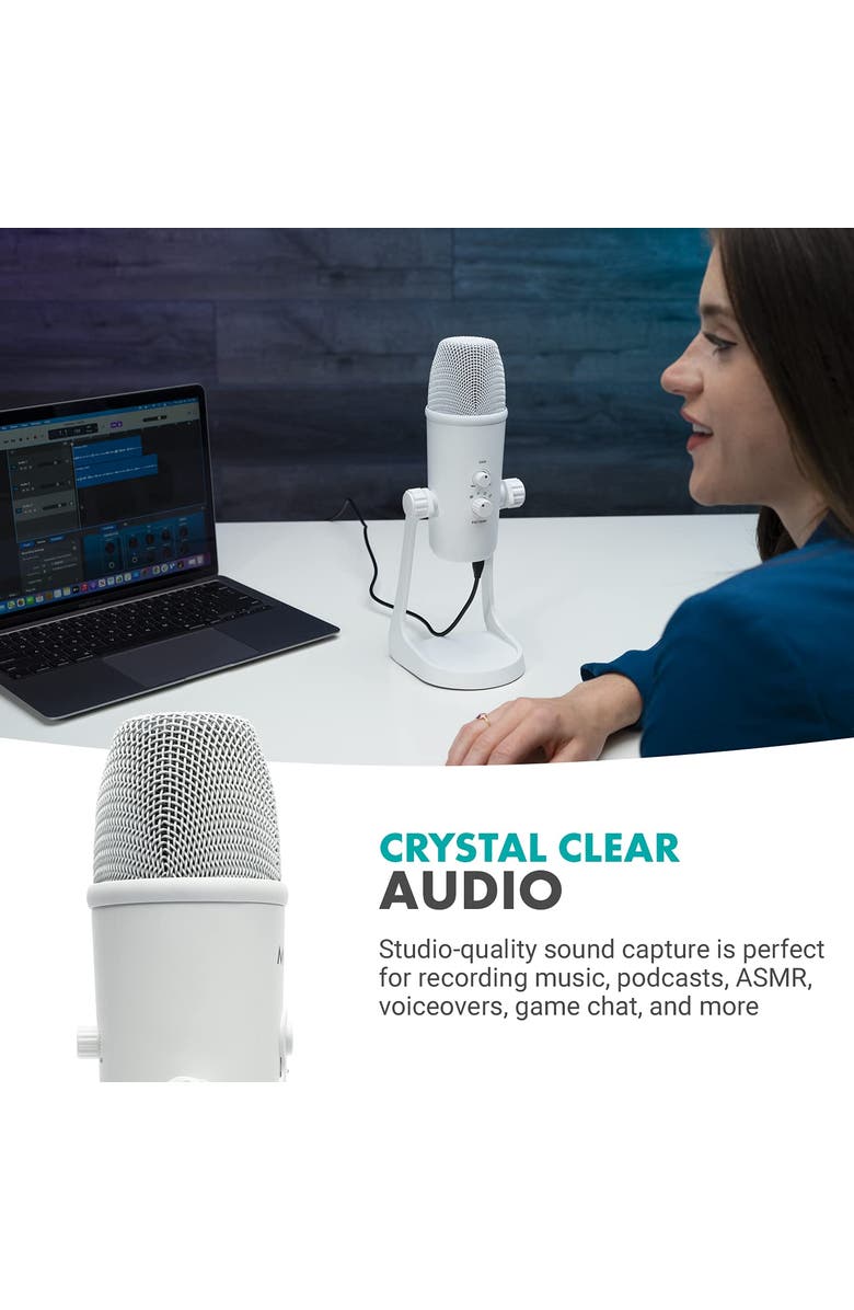 MOVO UM700W White Desktop USB Microphone for Computer, Alternate, color, Black