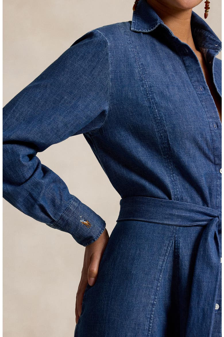 Chambray Tie Waist Shirtdress, Alternate, color, CHAMBRAY BLUE