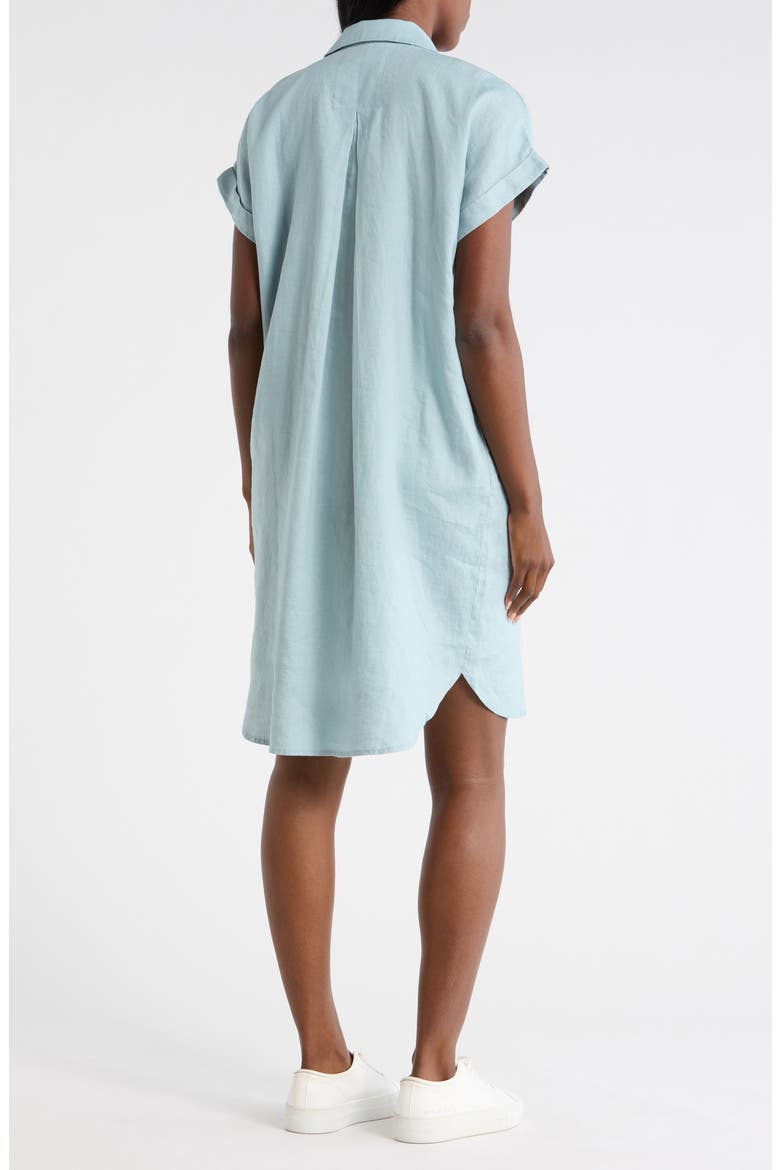 Notch Collar Linen Shirt Dress, Alternate, color, SEAFOAM