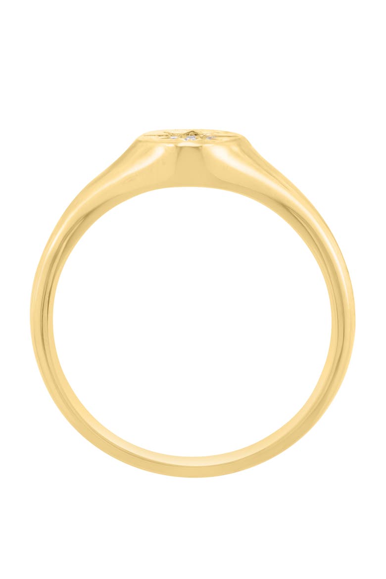 14K Gold Diamond Starburst Signet Ring, Alternate, color, YELLOW GOLD
