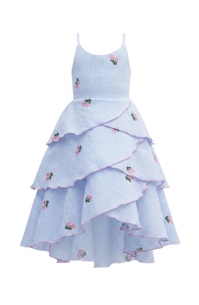 Mia Belle Girls Pretty Petal Southern Belle Tiered Dress, Main, color, Blue