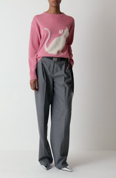 Max Mara Studio Juanita Pleated Wool Blend Wide Leg Pants