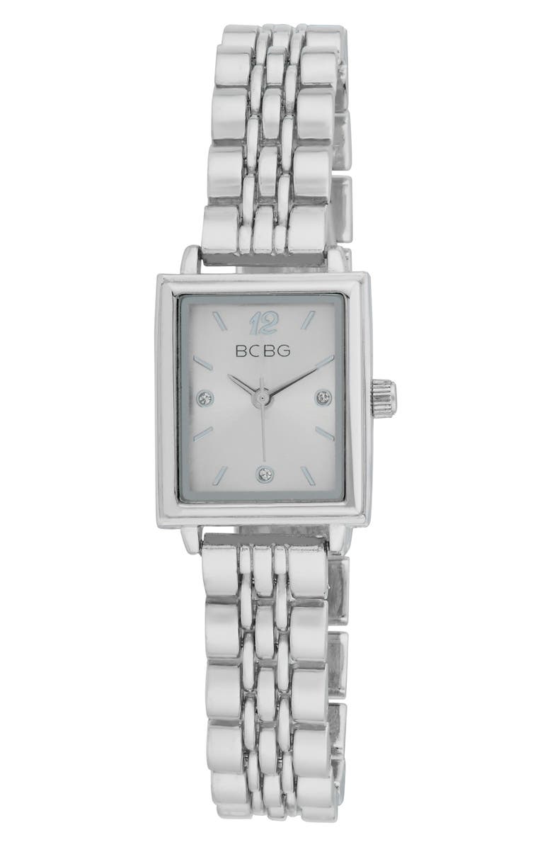 BCBG Tank Quartz Bracelet Watch, 21mm, Main, color, Silver
