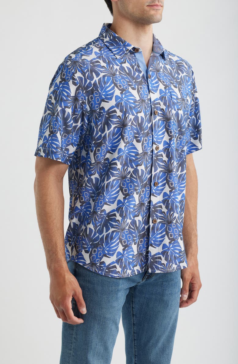 Tommy Bahama Coastal Ease Piña Party IslandZone<sup>®</sup> Short Sleeve Button-Up Shirt, Alternate, color, Sandstone