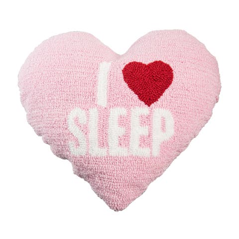 I Heart Sleep Hook Loop Pillow Polyester Pink