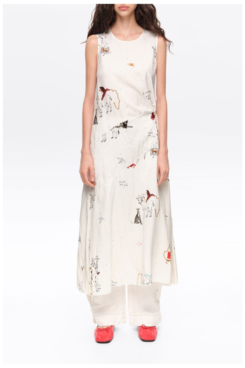 Sleeveless Midi A-line Dress, Main, color, COLLAGE ANIMAL CHAIN
