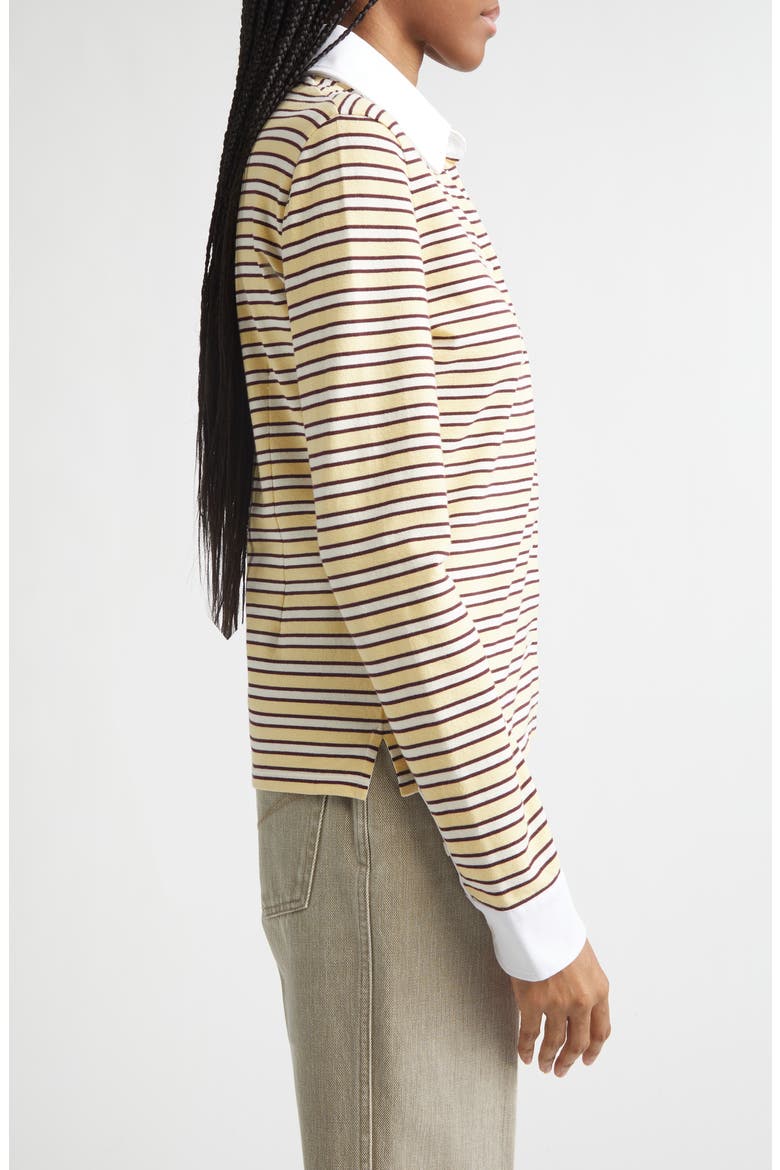 Embroidered Crest Fancy Stripe Long Sleeve Button-Up Polo, Alternate, color, YELLOW MULTI STRIPE