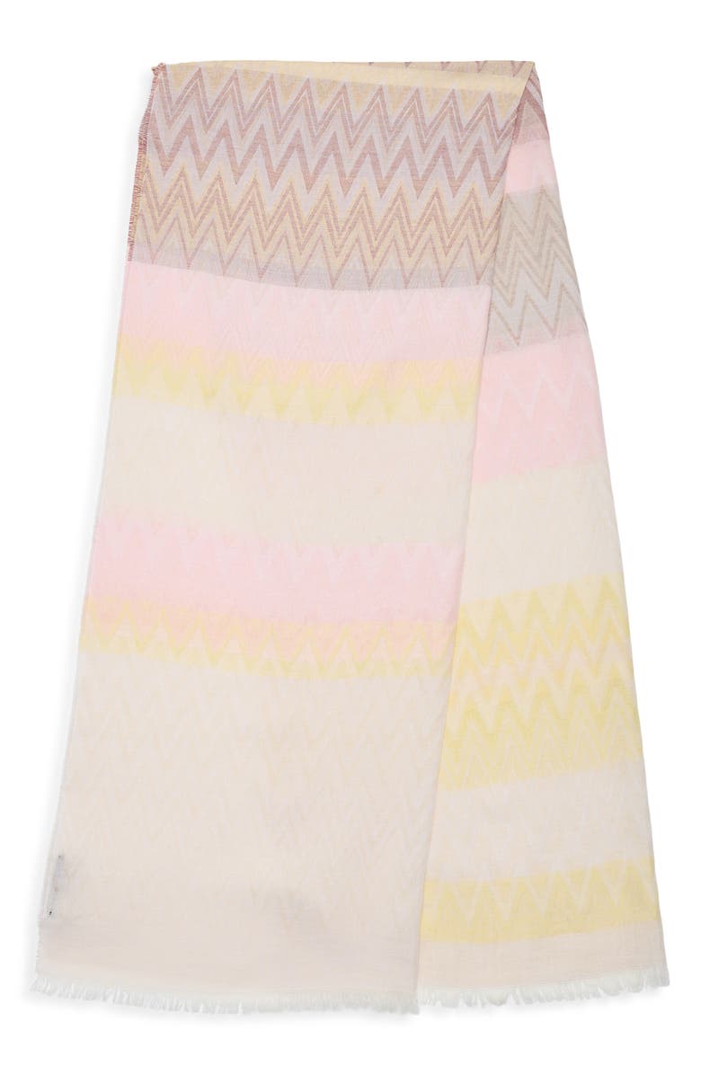 Missoni Woven Zigzag Fringe Cotton & Modal Scarf, Alternate, color, 0003 Pink Cream Multi