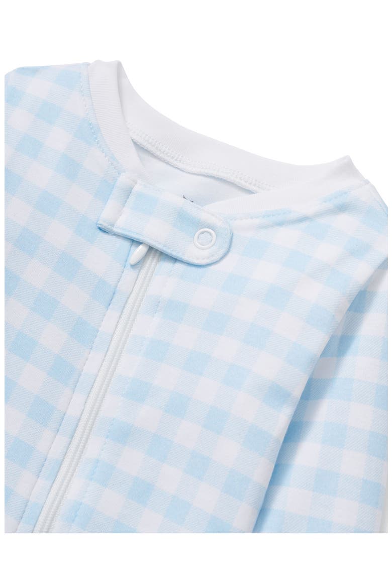 Gingham Pima Cotton Footie Romper, Alternate, color, BLUE