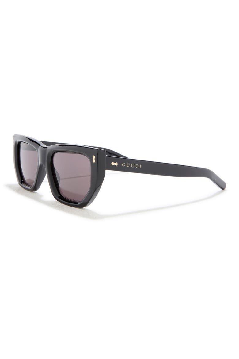 53mm Rectangular Cat Eye Sunglasses, Alternate, color, BLACK BLACK GREY