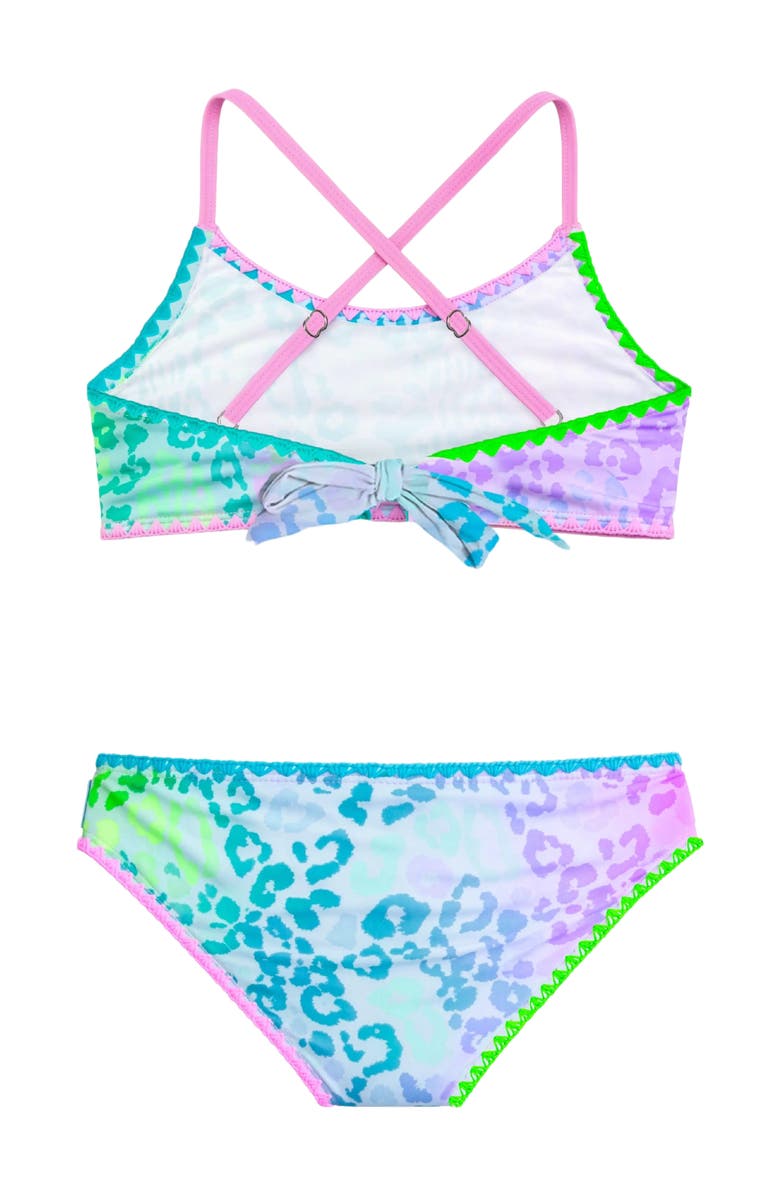 Limeapple Leopard Print Bikini with Embroidered Trim, Alternate, color, Pink Multi