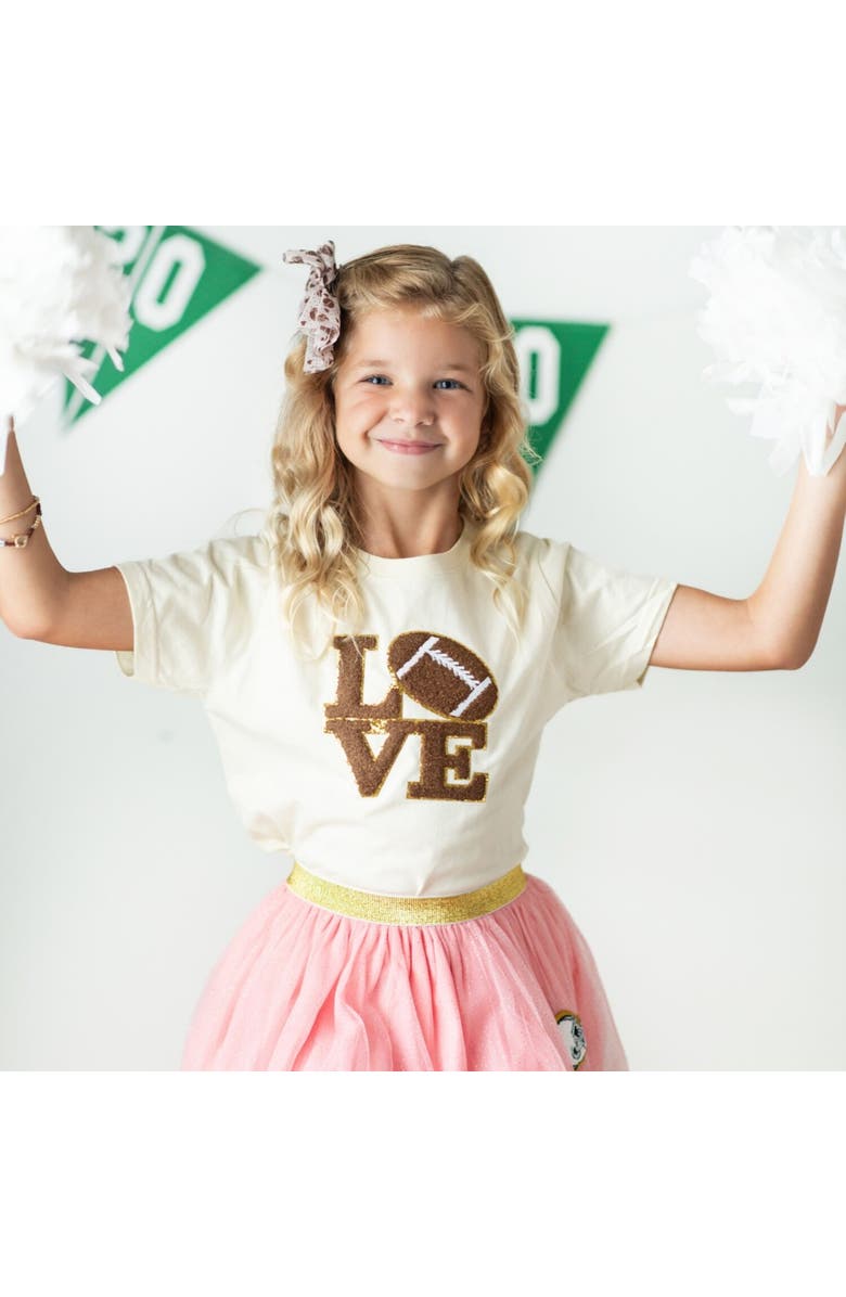 Sweet Wink Football Love Patch Short Sleeve T-Shirt, Alternate, color, Natural