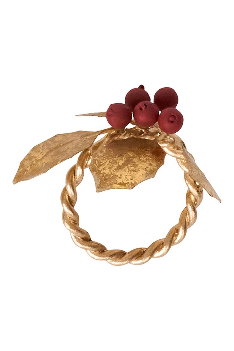 Forest Walk Holly Berries Set of 4 Napkin Rings, Alternate, color, MULTI