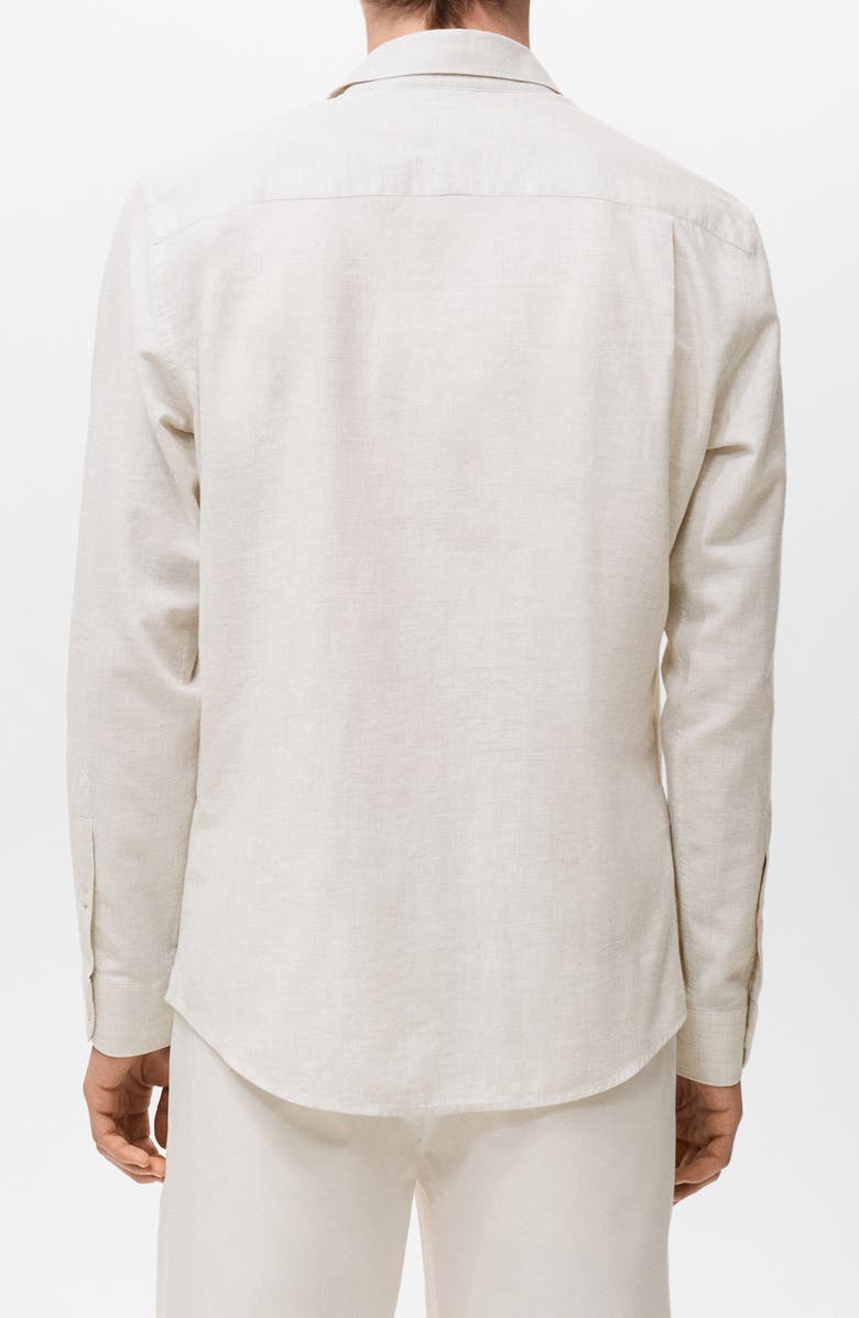 MANGO Regular Fit Cotton & Linen Button-Up Shirt, Alternate, color, Off White