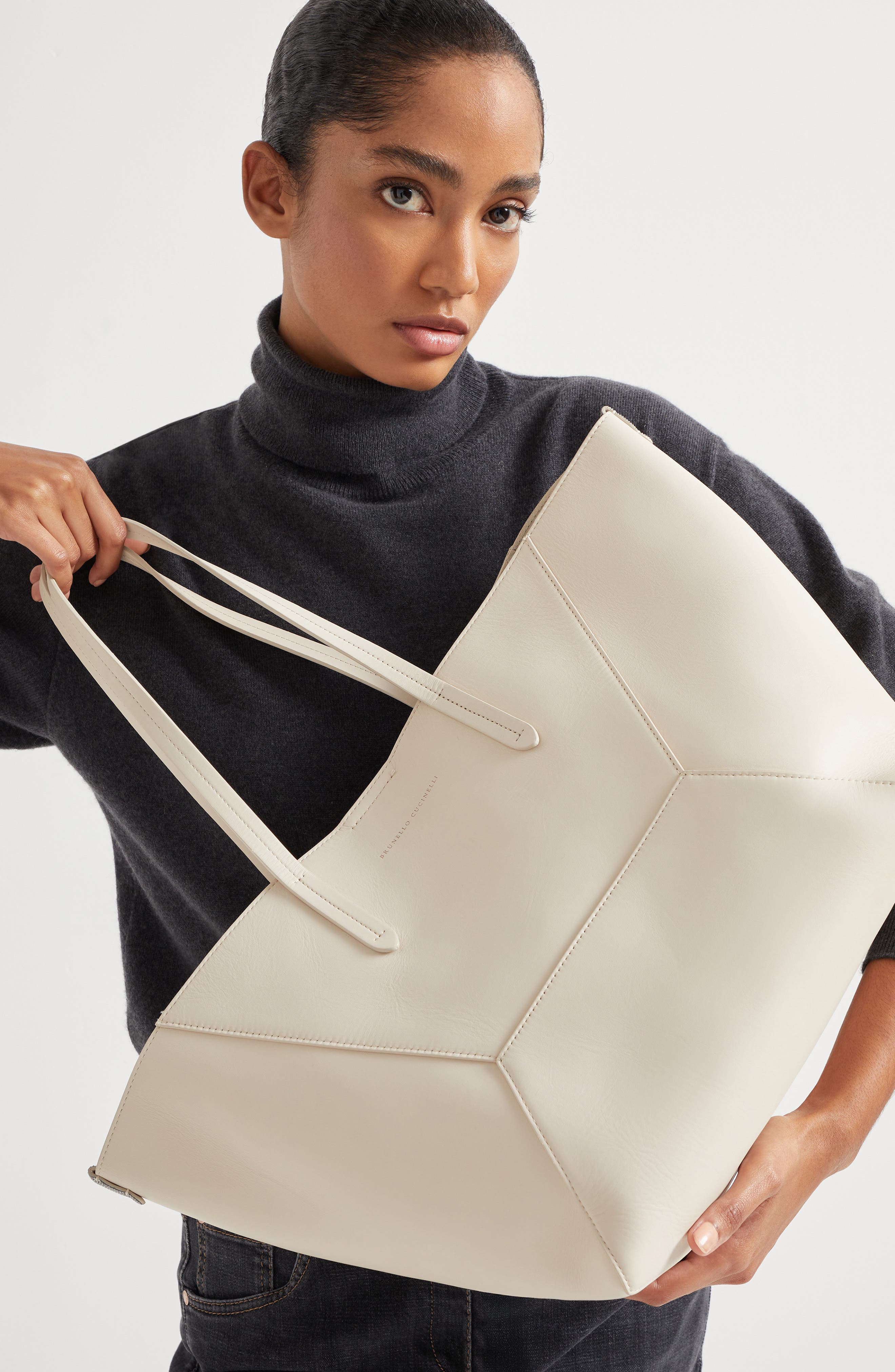 Brunello Cucinelli Calfskin BC Duo bag, Alternate, color, 