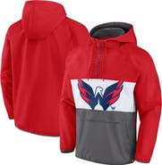 FANATICS Men's Fanatics Branded Red Washington Capitals Flagrant Foul Anorak Raglan Half-Zip Hoodie Jacket